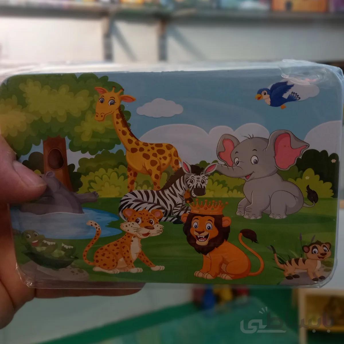 پازل 100 تکه جعبه فلزی مدل جنگل حیوانات ا Jungle 100pcs Iron Box