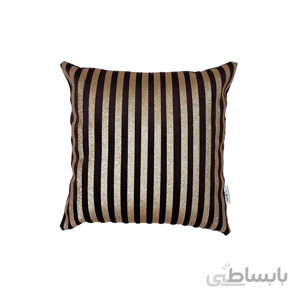 کوسن ترکیبی چرم و مخمل مدل رومی رنگ قهوه ای