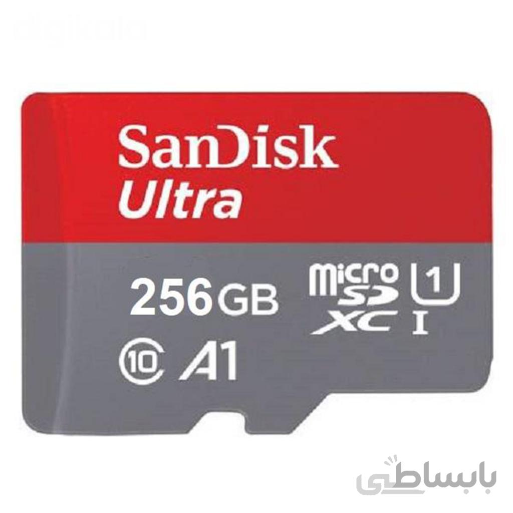 کارت حافظه microSDXC سن دیسک مدل Sandisk Ultra A1 کلاس 10 استاندارد UHS I سرعت 120MBps ظرفیت 256 گیگابایت در بروزکالا