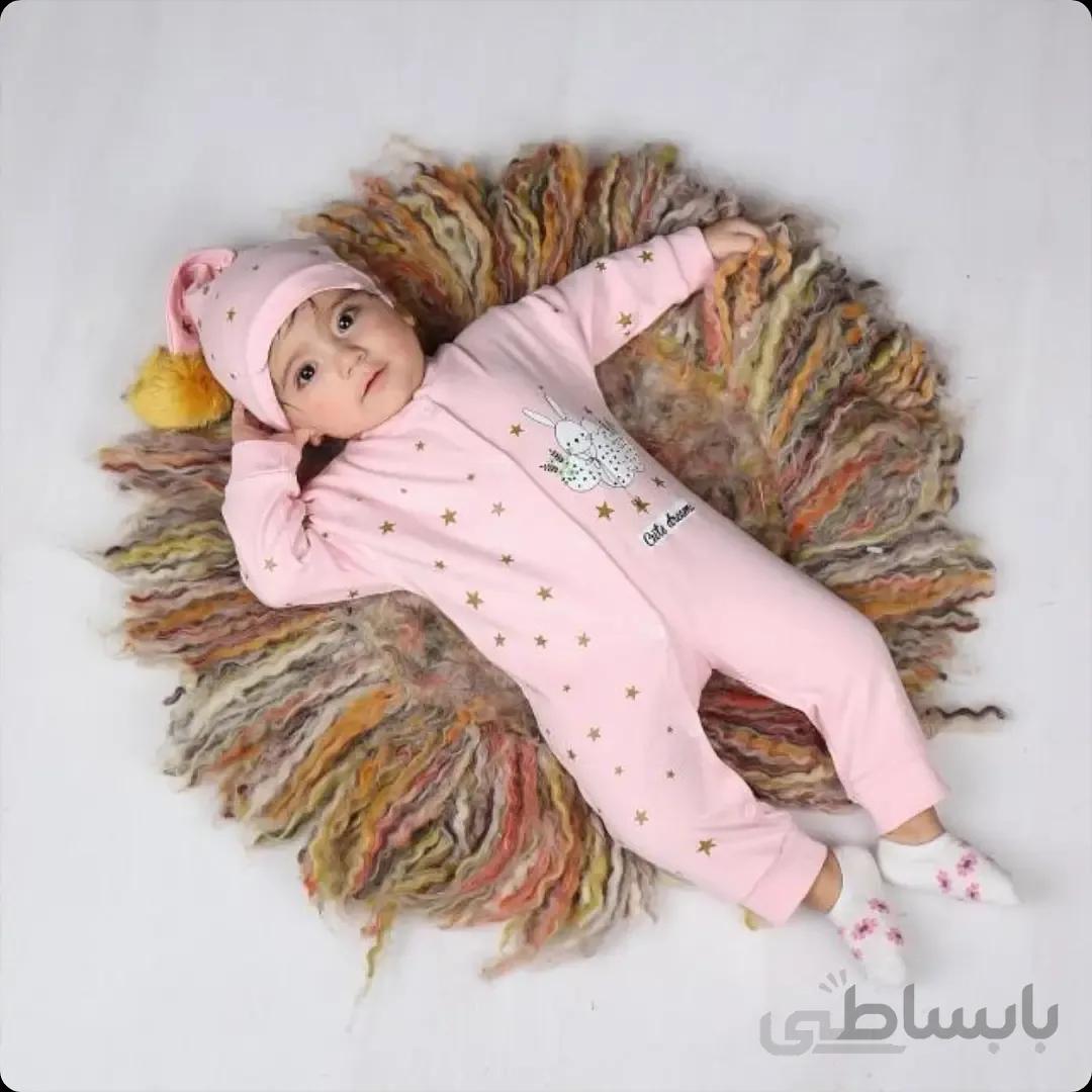 لباس نوزادی فانتزی و مجلسی سرهمی نخی دخترانه همراه کلاه