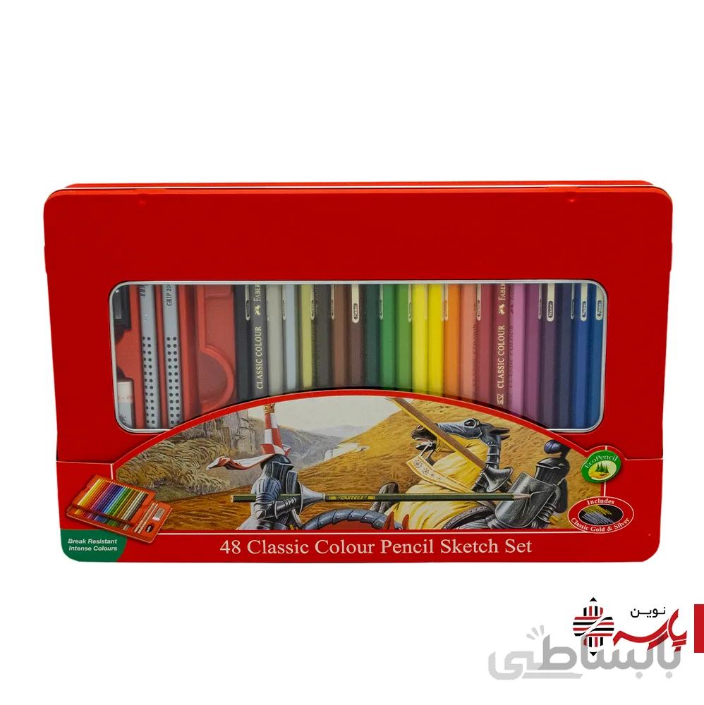 مداد رنگی 48 رنگ جعبه فلزی فابرکاستل