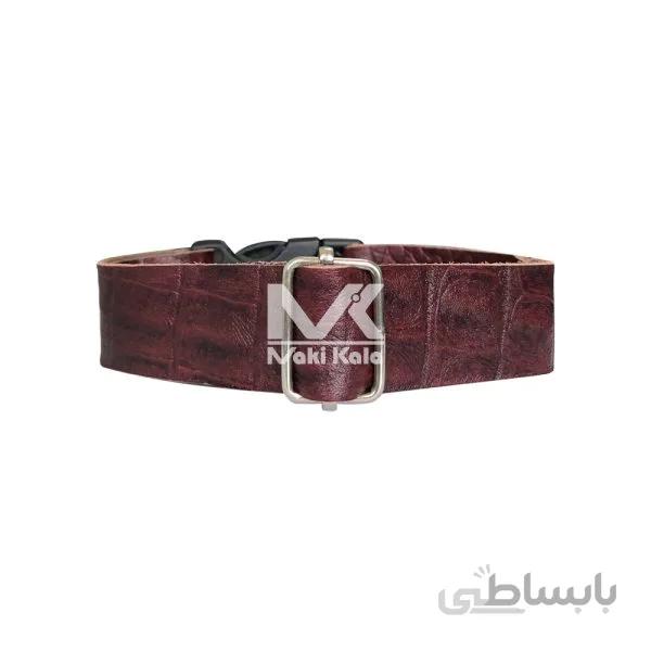 قلاده گردنی چرم طرح دار رنگ زرشکی