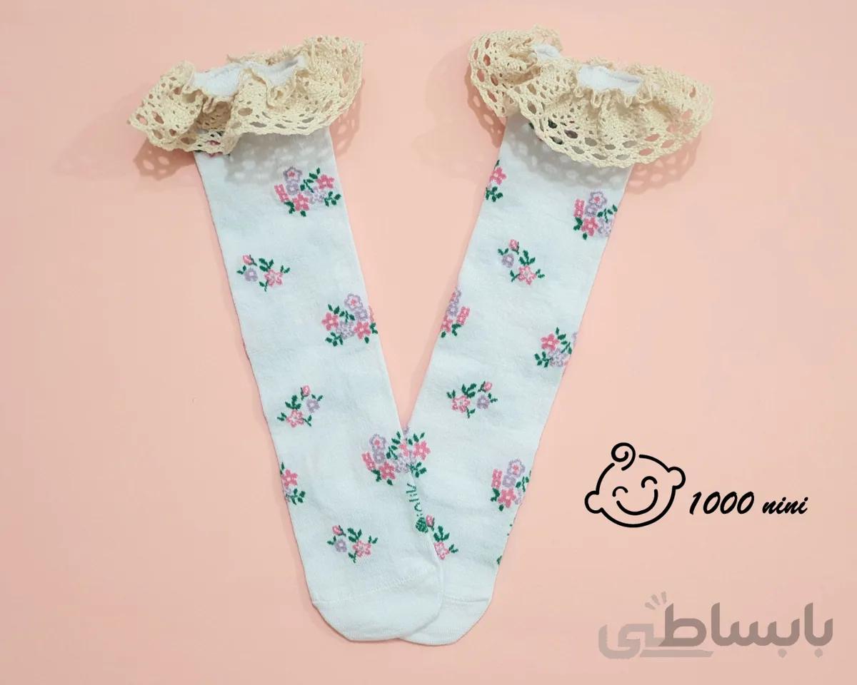 جوراب لب تور کتان ایپلیک