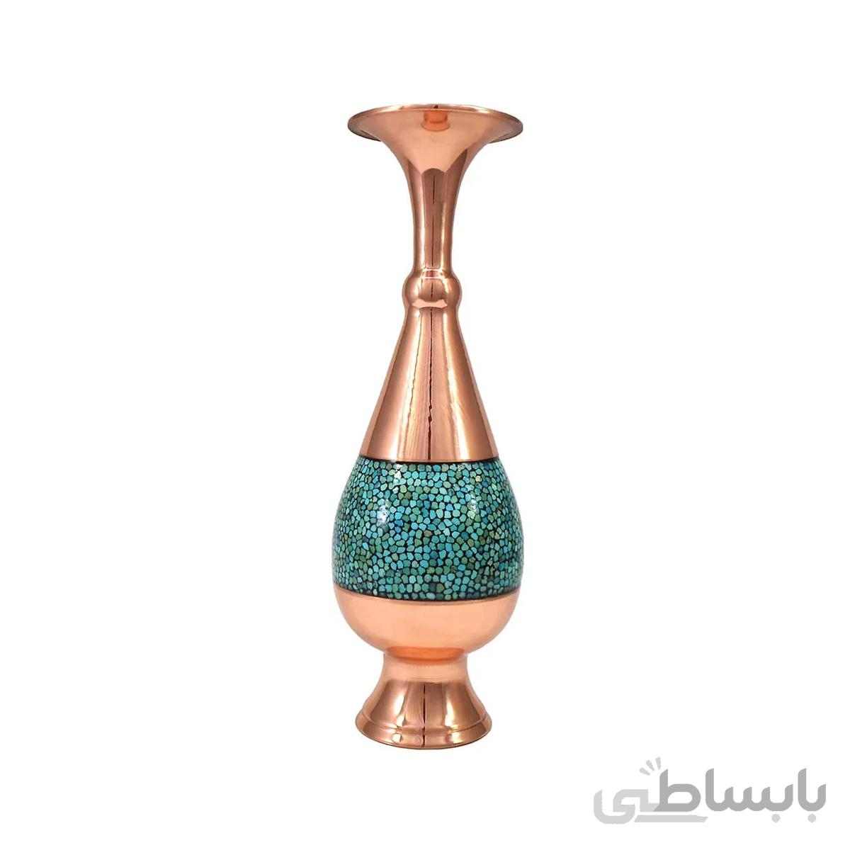 گلدان فیروزه کوب مدل صراحی 30 سانتی متری