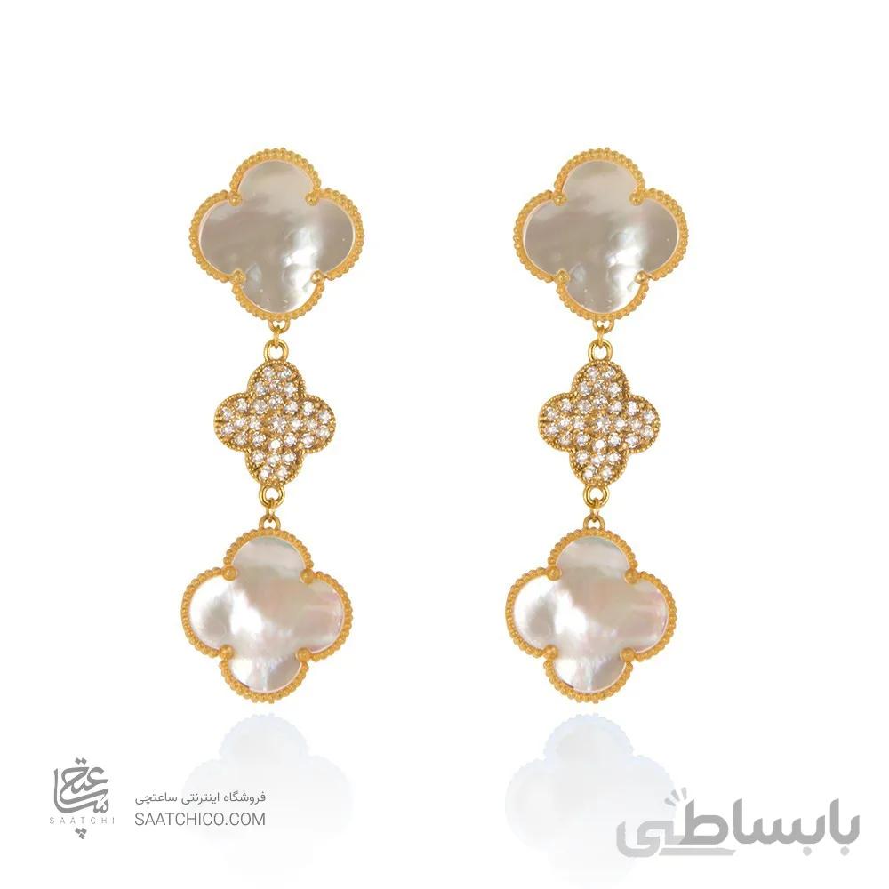 گوشواره طلا زنانه طرح ونکلیف با صدف و نگین کد XE228