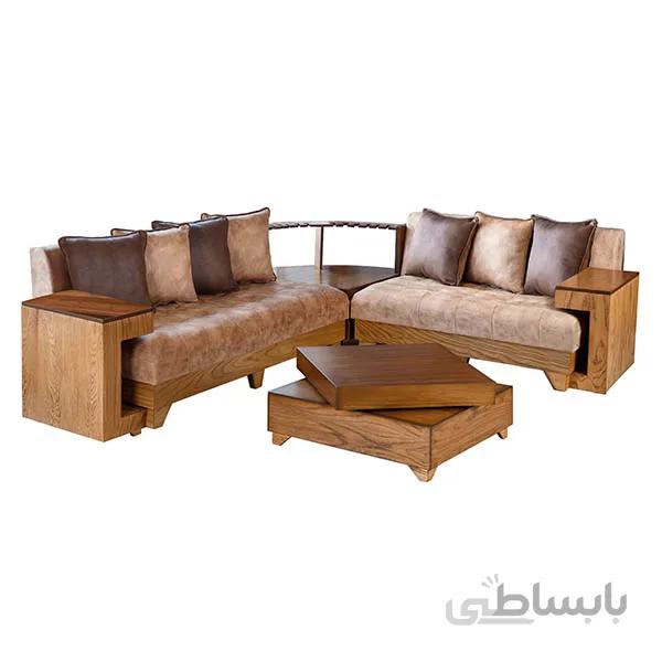 مبل راحتی 5 نفره چشمه نور کد MA201/5-N-N-BR به همراه میز جلو مبلی
