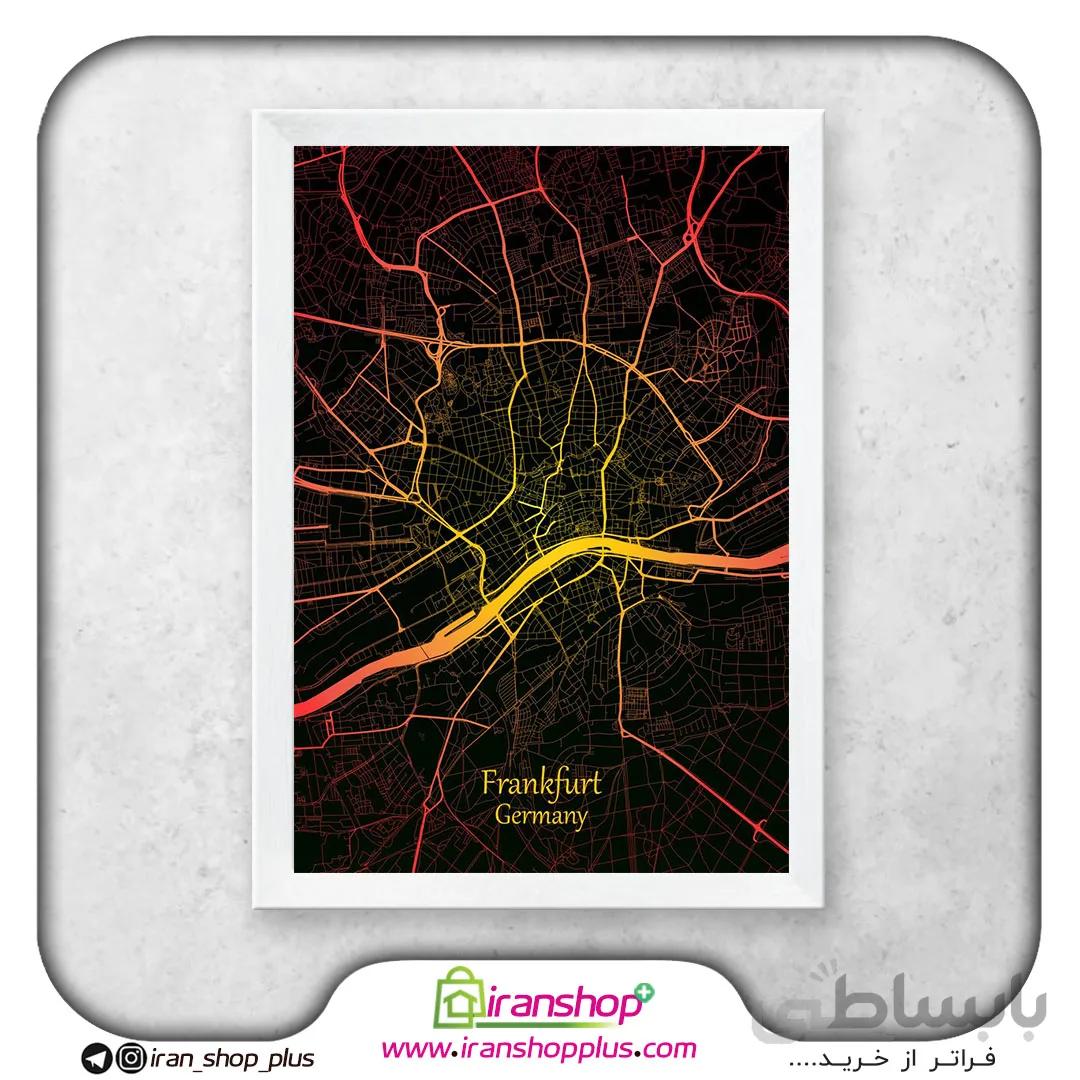 تابلو نقشه شهر فرانکفورت با تم Yellow
