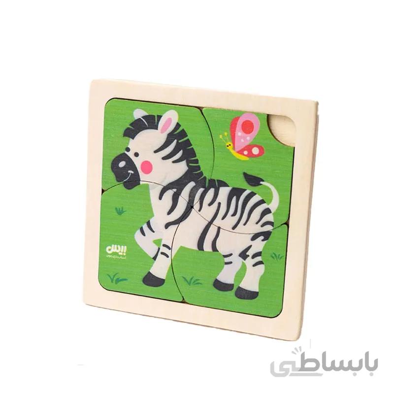 پازل چوبی 4 تکه حیوانات ( گورخر)