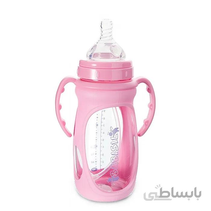 شیشه شیر پیرکس روکش دار 270 میل صورتی بیبی سیل Babisil