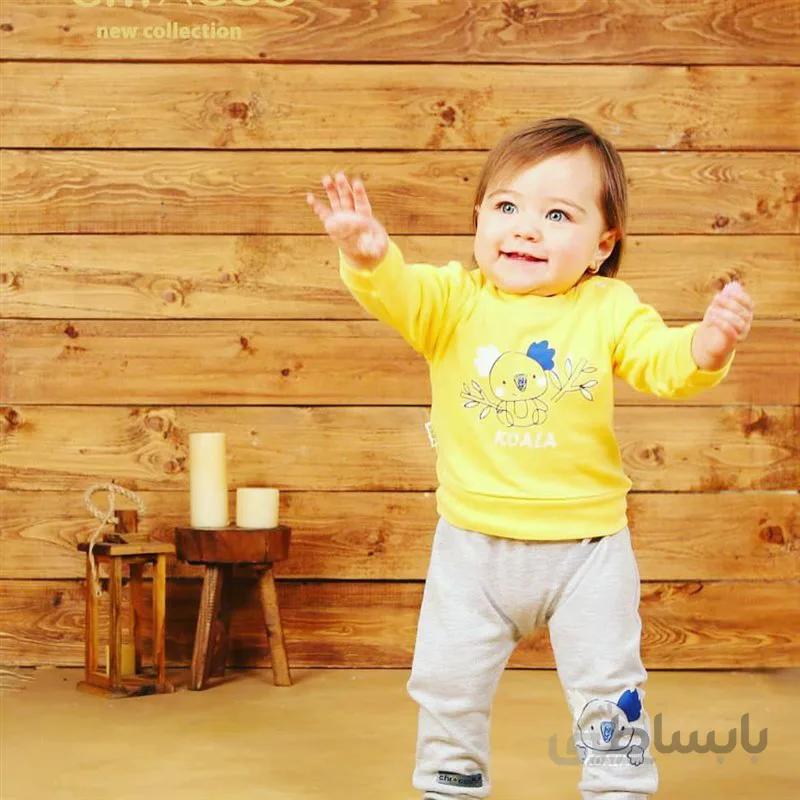 ست بلوز و شلوار نوزادی 3 تا 6 ماه طرح کوالو کد 329