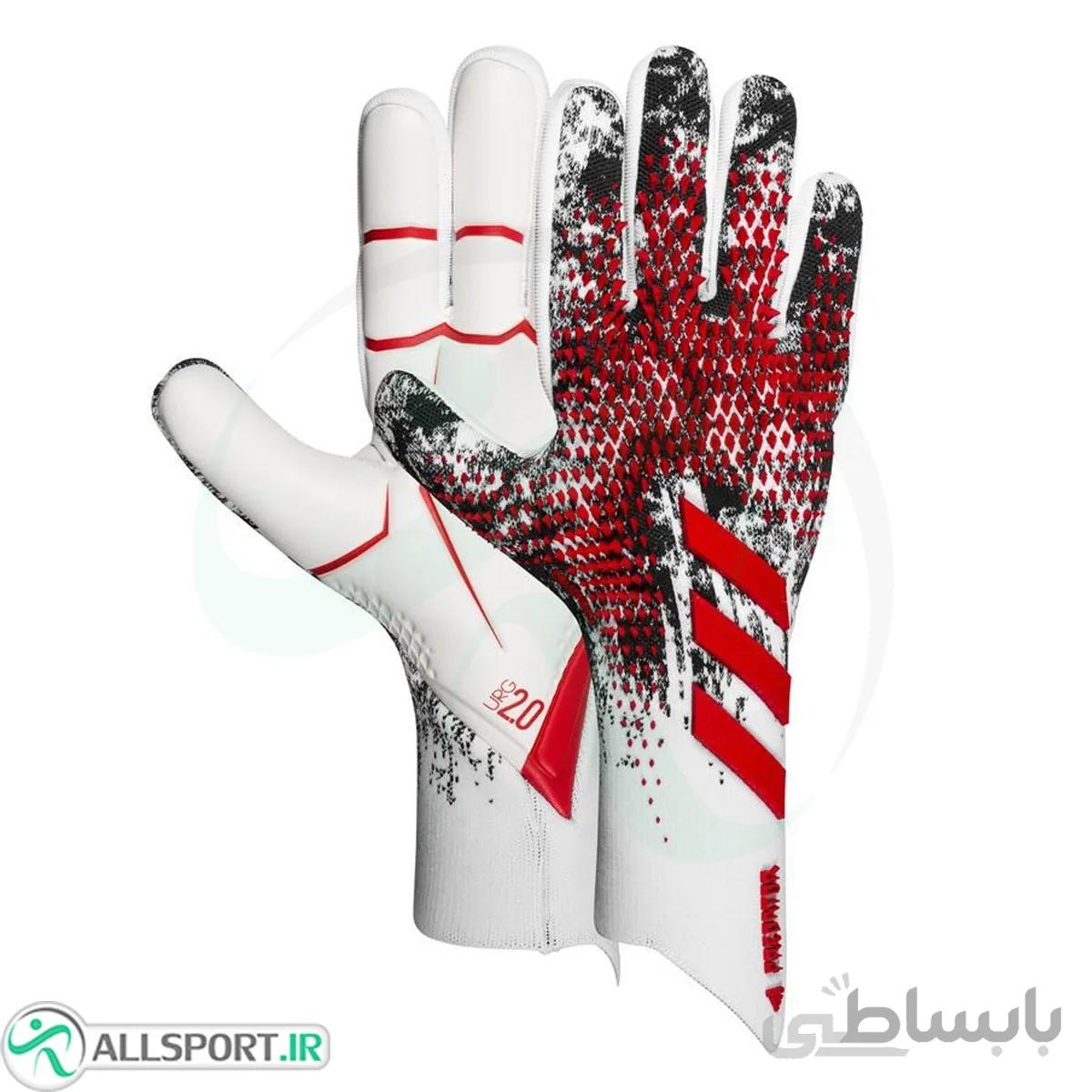 دستکش دروازه بانی آدیداس پردیتور طرح اصلی Adidas Goalkeeper Gloves Predator 20 Pro White Black Red