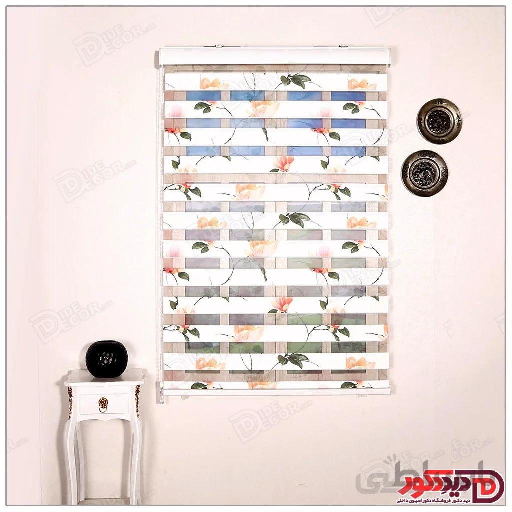 پرده زبرا گل دار چاپی دو رو کد H-129