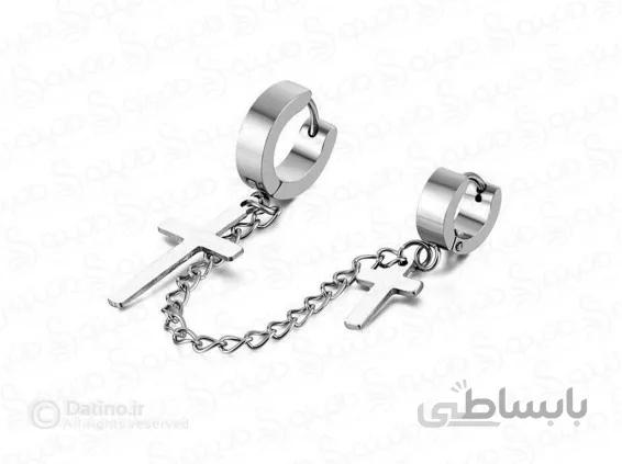 پیرسینگ گوش دو صلیب 12312