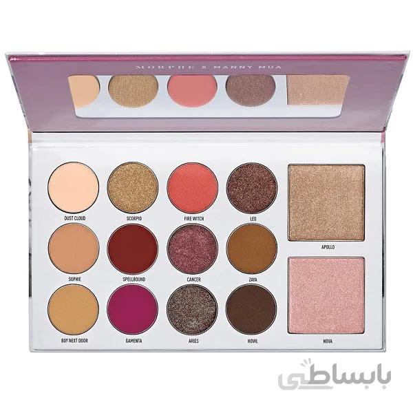 پالت آرایش سایه و هایلایتر مورفی MORPHE مدل X MANNY MUA GLAM ا Morphe X Manny Mua Glam Palette
