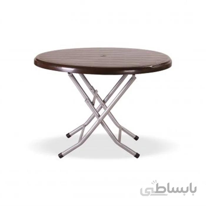 میز پلاستیکی گرد پایه فلزی تاشو صبا کد 215