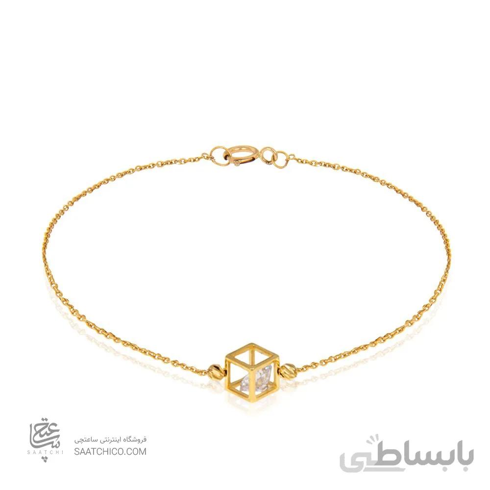 دستبند طلا زنانه طرح مکعب با کریستال (سایز بزرگ) کد CB366