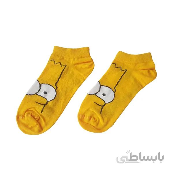 جوراب زرد زنانه مچی فانتزی طرح سیمپسون ها کد ph336