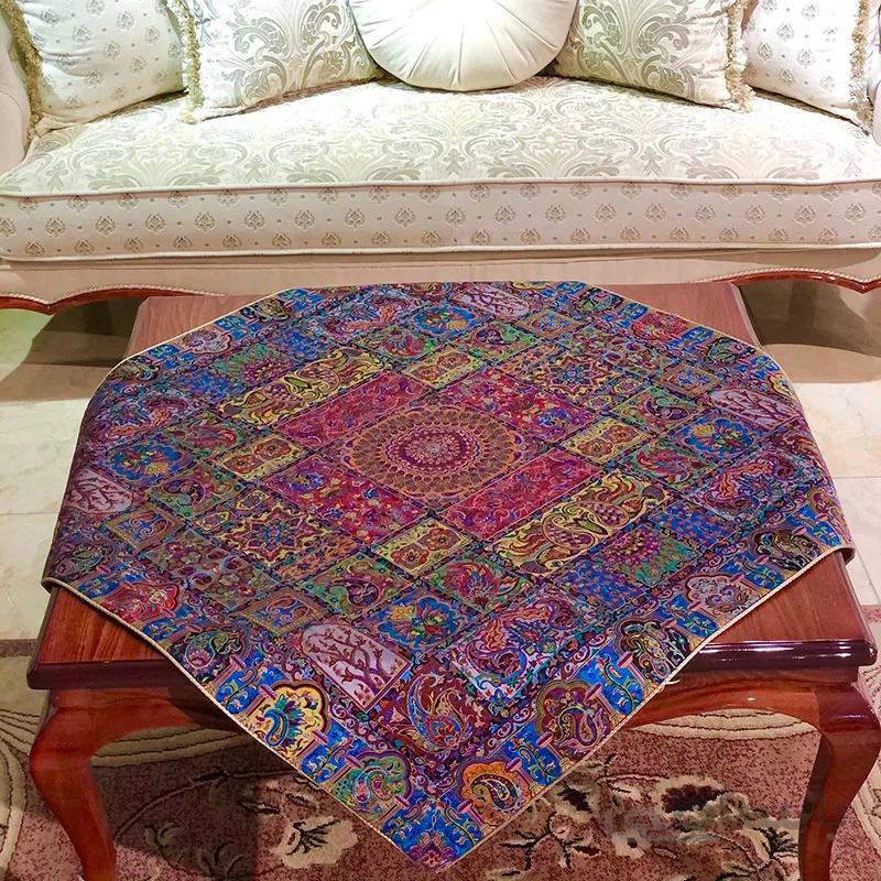 رومیزی مربع ترمه طرح سالار مشکی ابریشم کد 710 کد 410561