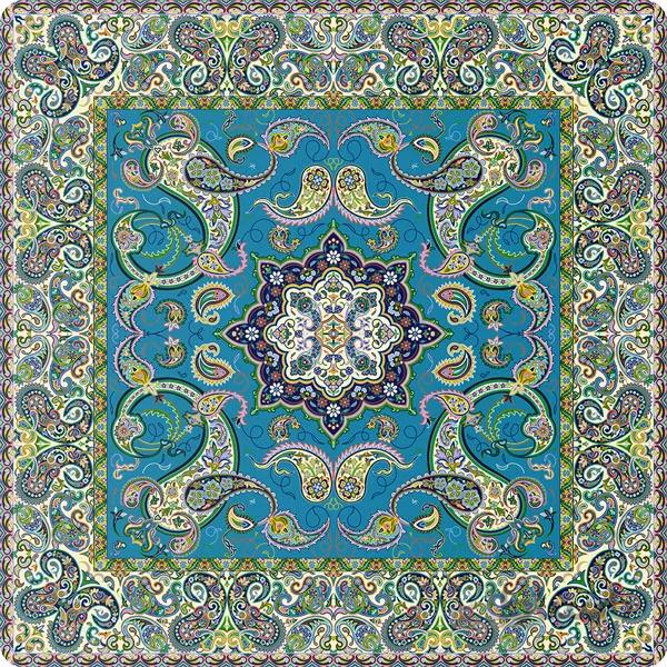 رومیزی مربع ترمه طرح سالار مشکی ابریشم کد 710 کد 410574