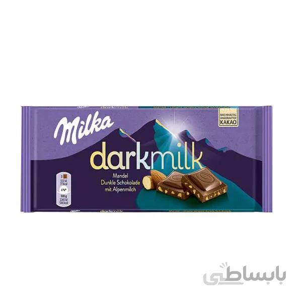 شکلات شیری میلکا مدل دارک میلک بادام