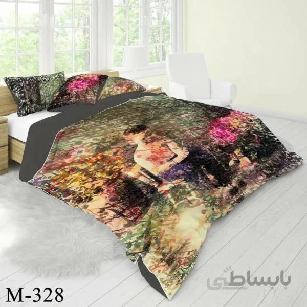 روتختی سه بعدی ساتن ابریشم ترک طرح طبیعت - کد M 328