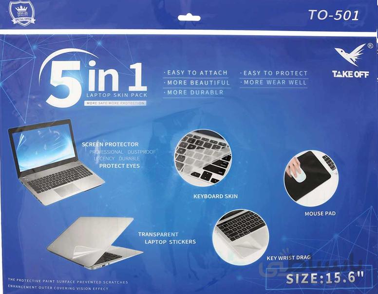 برچسب محافظ ال ای دی/ کیبورد/قاب لپ تاپ سایز15.6 ا 5 in 1 transparent sticker skin for laptop 15.6