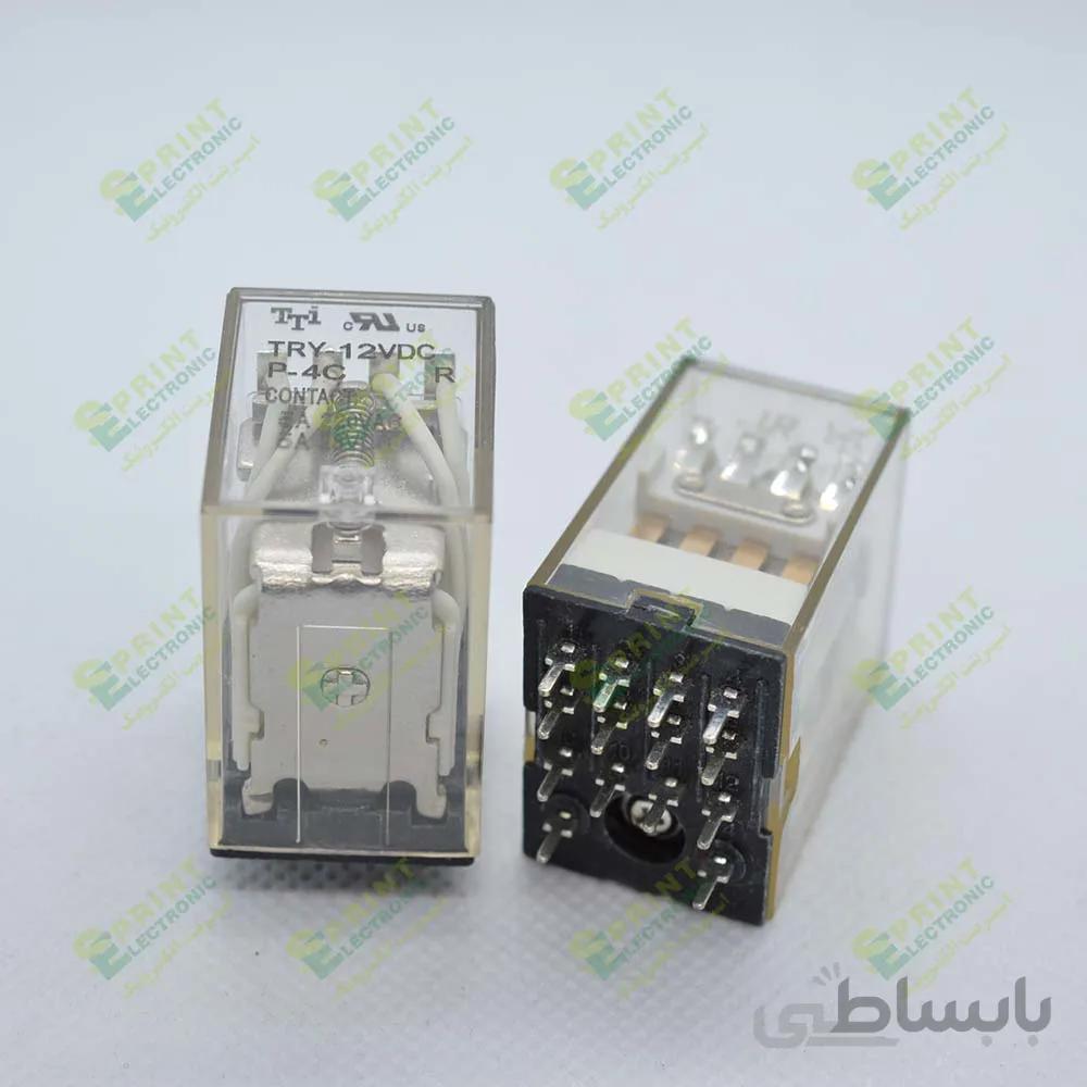 رله 12 ولت 4 کنتاکنت سوزنی 14 پایه 5 آمپر TTI TRY-12VDC-P-4C