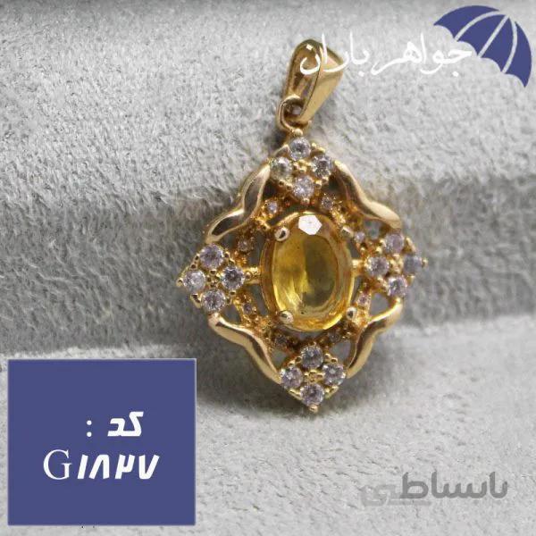 گردنبند طلاروس سیترین زرد اصل کد G_1827