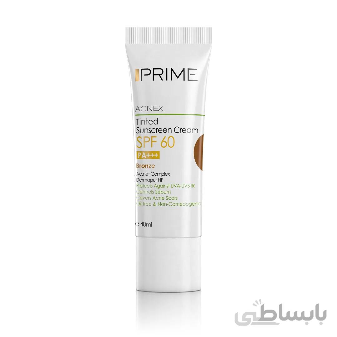 ضد افتاب رنگی فاقد چربی spf60 مدل اکنکس برنز پریم