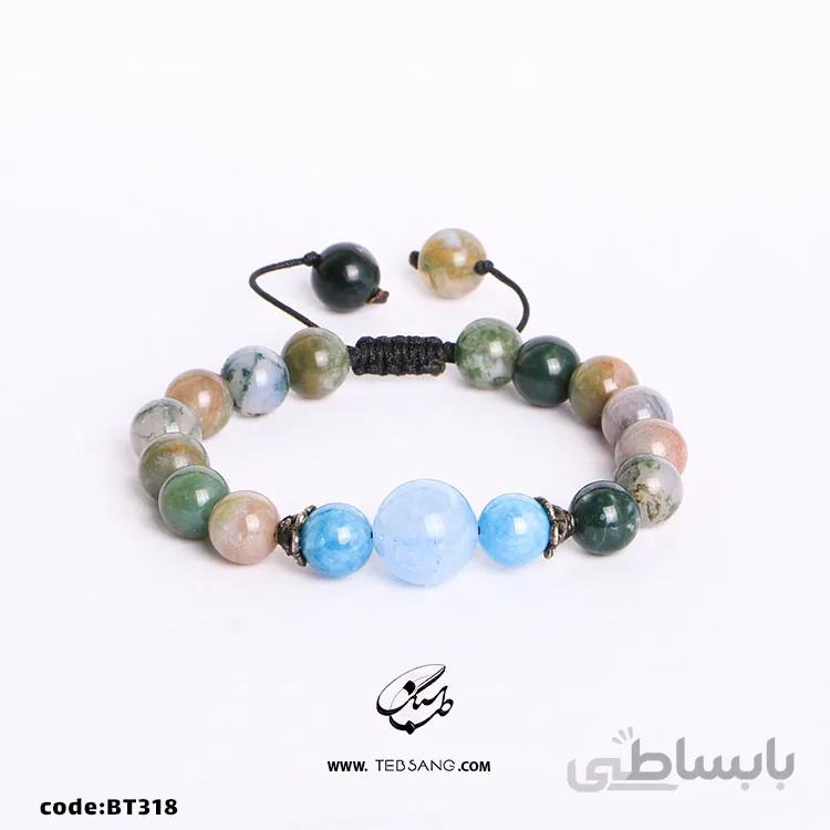 دستبند سنگ آکوآمارین، عقیق کد BT-318