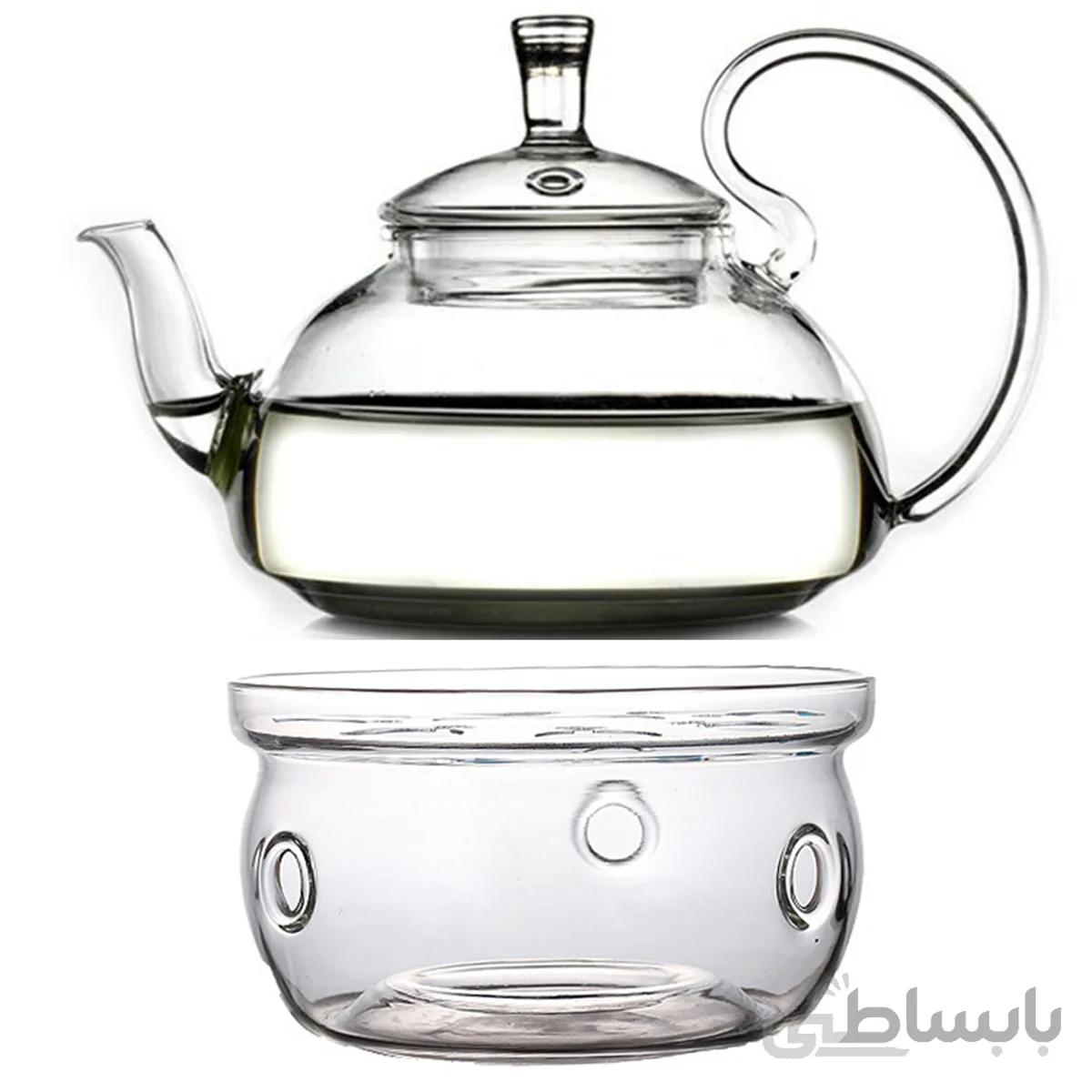 ست قوری و وارمر پیرکس مدل اشرافی گنجایش 1000 سی سی