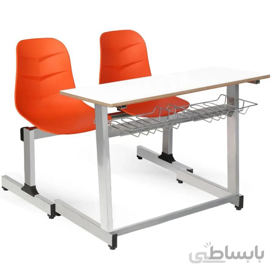 میز و نیمکت دونفره مدرسه ای السا با جاکتابی