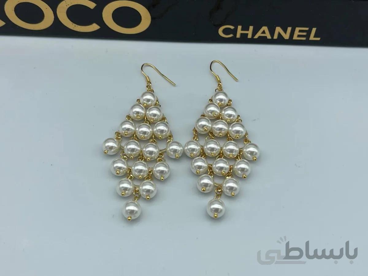 گوشواره مرواریدی توری و لخت