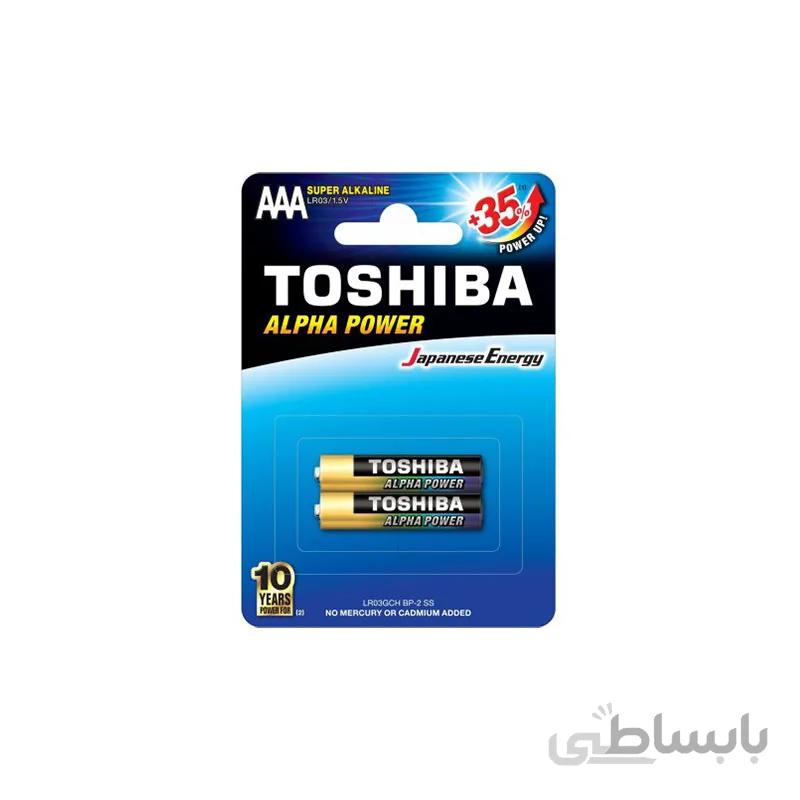 باطری آلکالاین توشیبا آلفاپاور نیم قلمی بسته 2 عددی