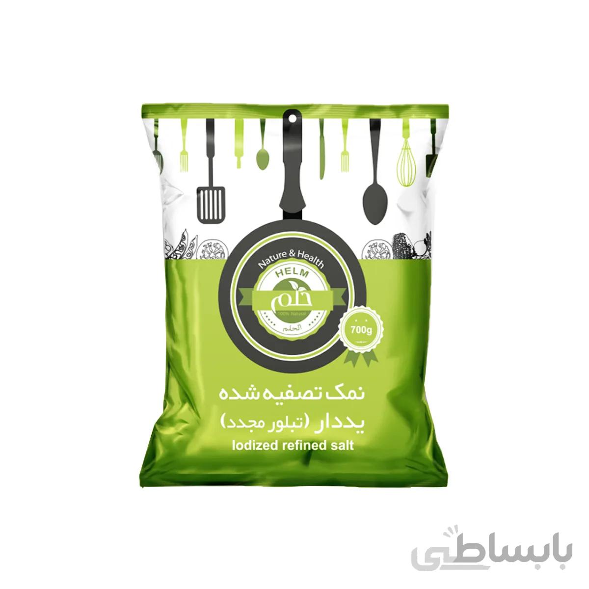 نمک تصفیه شده ید دار (تبلور مجدد) ۷۰۰ گرمی حلم بسته ۲۰ عددی