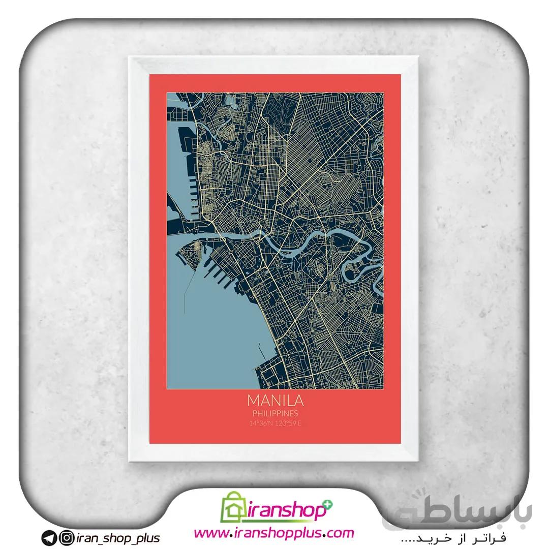 تابلو نقشه شهر مانیل با تم Red Blue