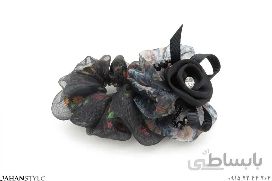 کش مو فانتزی گلدار مشکی