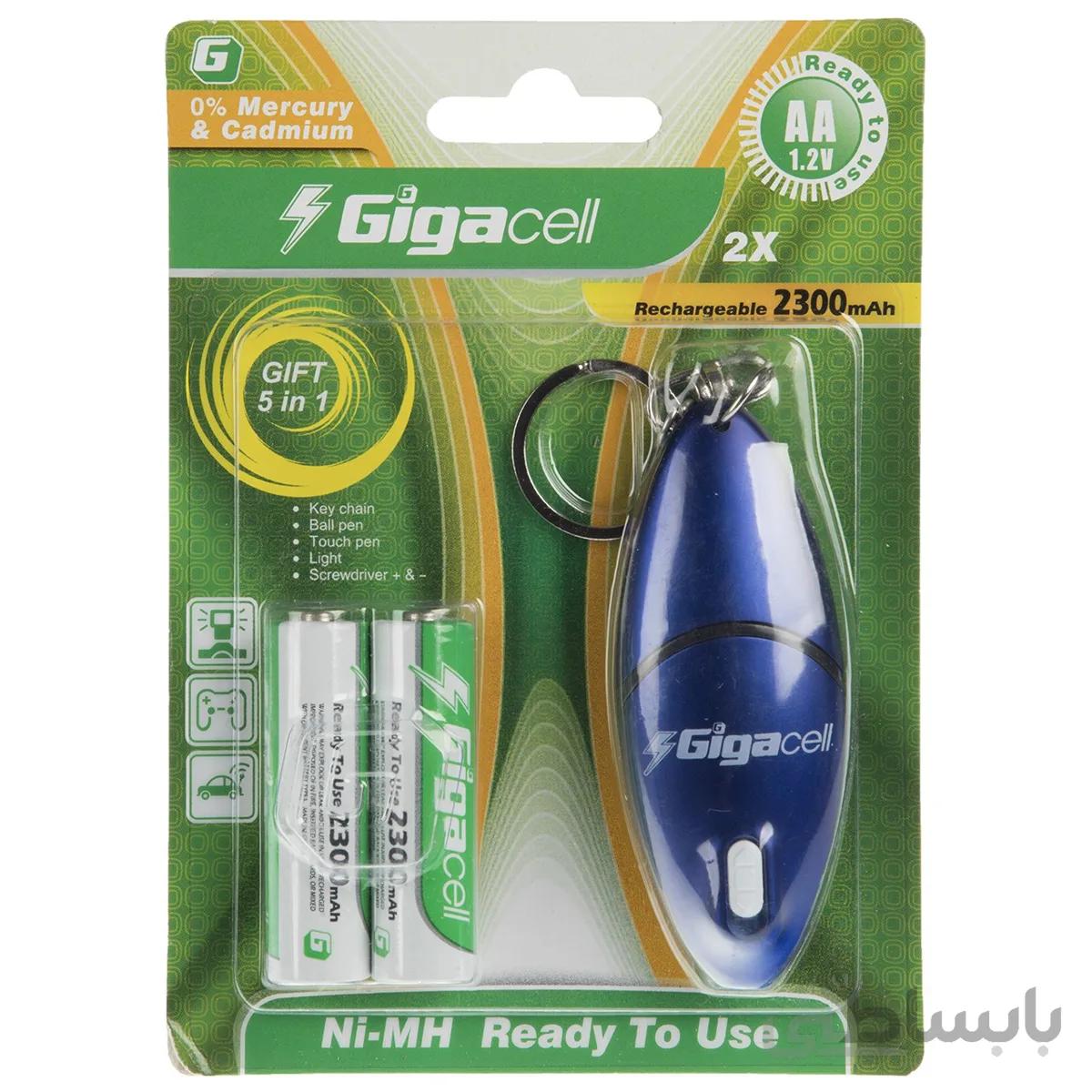 باتری قلمی قابل شارژ گیگاسل مدل 2300mAh بسته 2 عددی ا Gigacell 2300mAh Rechargeable AA Battery Pack of 2
