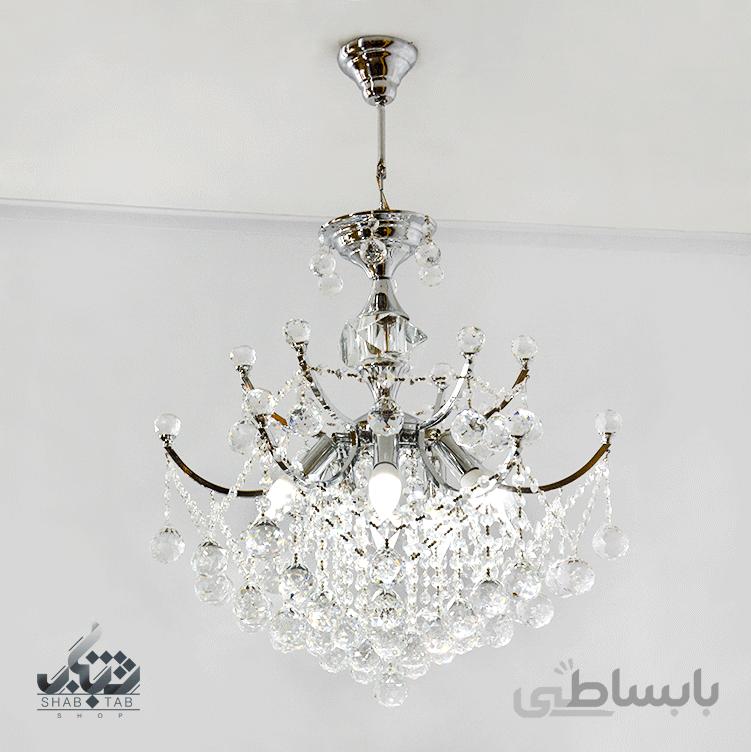 لوستر کریستالی نه شعله 8560 نقره ای