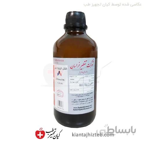 الکل اتیلیک طبی 96 درصد برند تقطیر خراسان 1000 سی سی شیشه ای