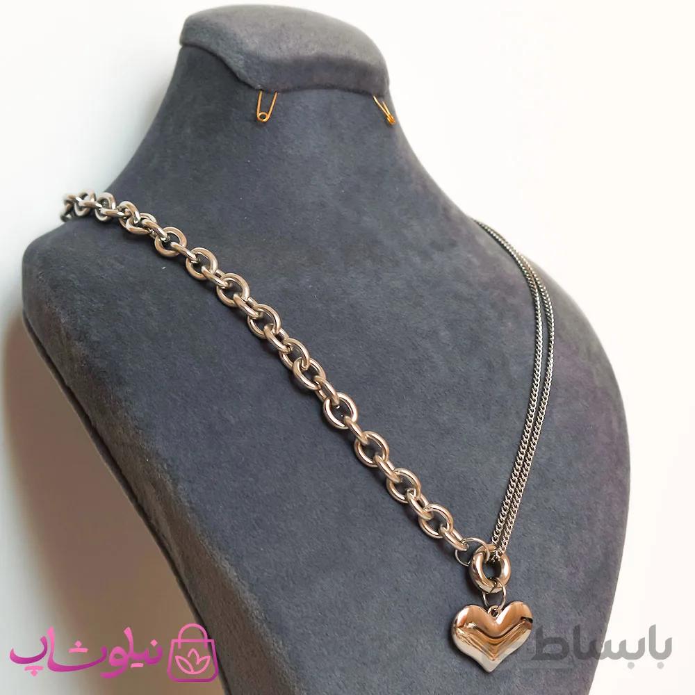 گردنبند زنانه استیل قلبی کد 302-1