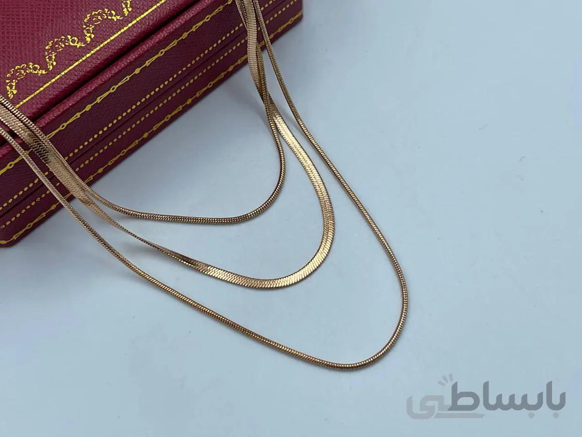 گردنبند سه زنجیره ماری رزگلد