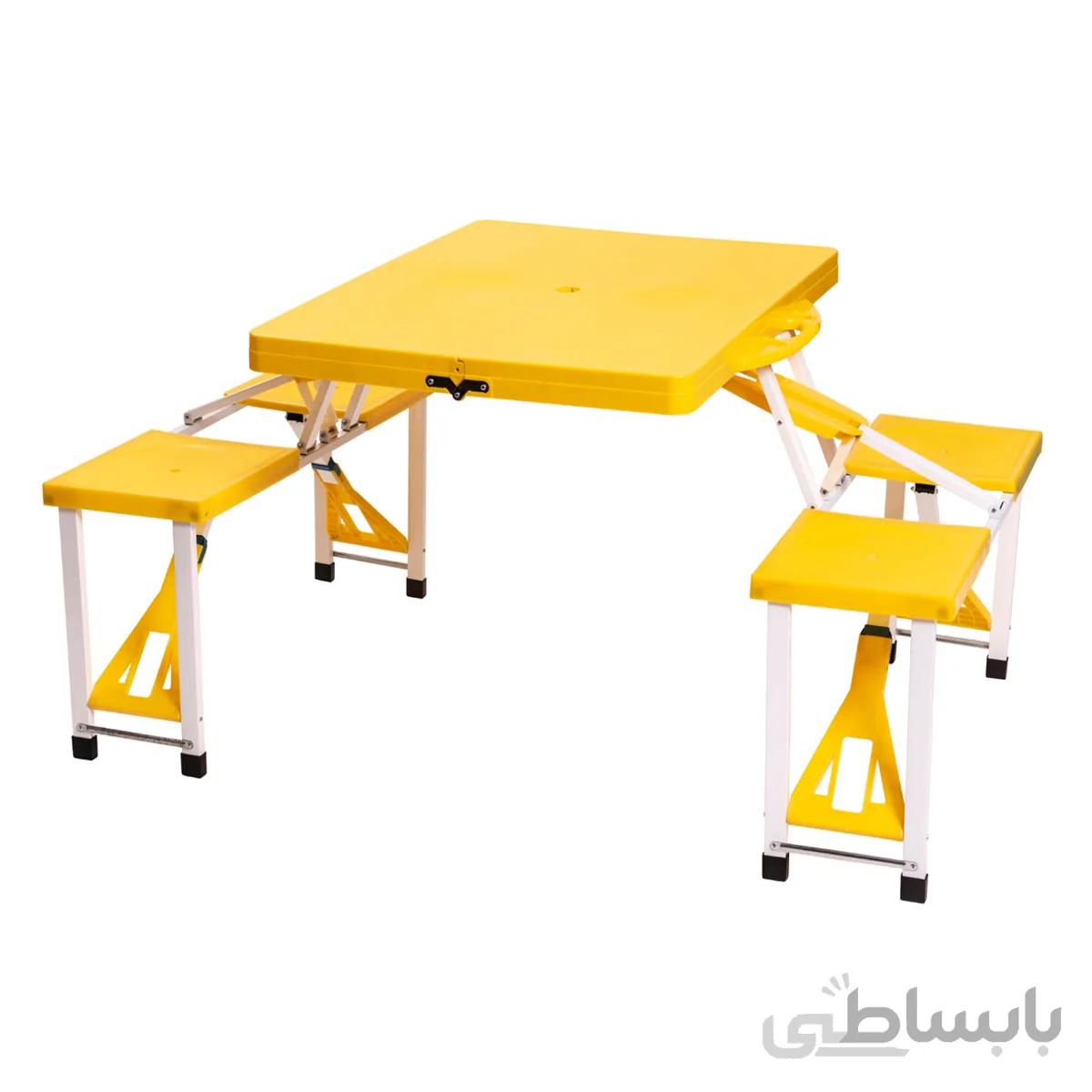 میز و صندلی ۴ نفره تاشو مسافرتی ( زرد )