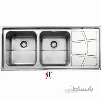 سینک ظرفشویی روکار استیل البرز ا Steel Alborz Double Bowl Sink 762