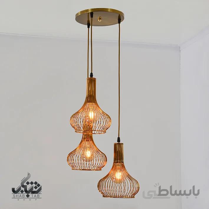 لوستر آویز مدرن سه شعله مفتولی SHJ کد 1321
