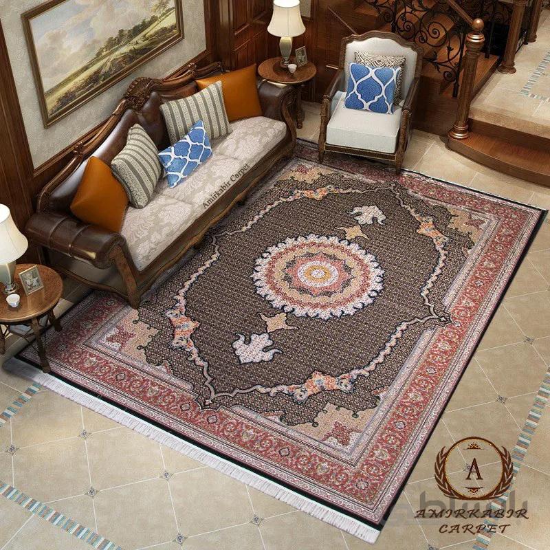 فرش ۷۰۰ شانه طرح ریز ماهی سرمه ای