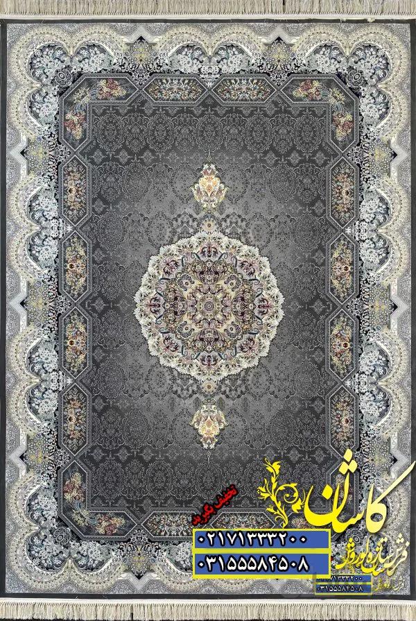فرش کاشان 1200 شانه تراکم 3600 نقشه هالیدی دودی