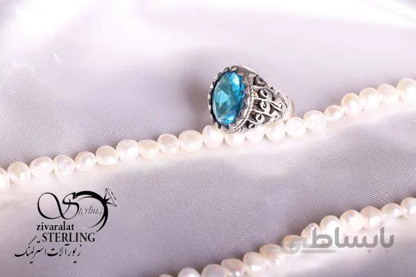 انگشتر نقره مردانه با سنگ توپاز
