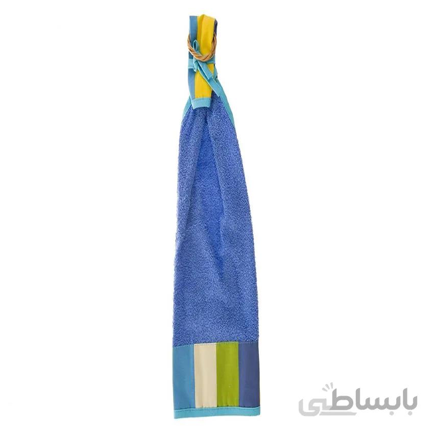 حوله اشپزخانه کتان رزین تاژ طرح رابید آبی