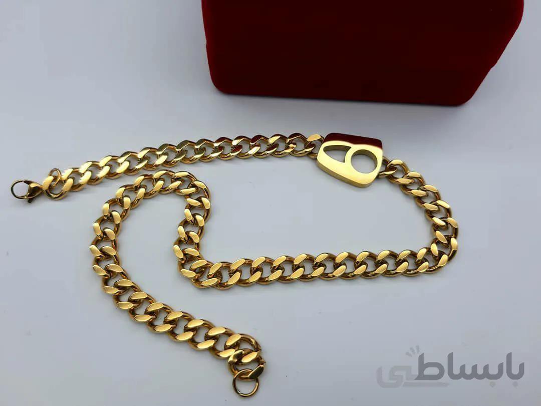 دستبند و گردنبند نیمانی دو دور طرح کارتیر